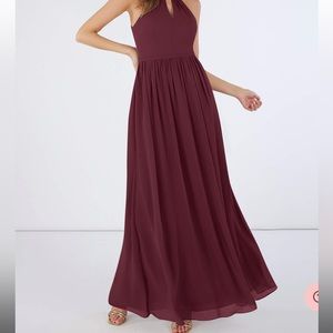 Burgundy maxi dress wedding guest or bridesmaids dress maroon